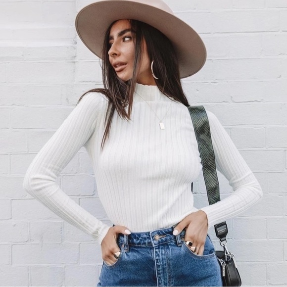 Princess Polly The Butler White Mock Neck Sweater Top - Picture 2 of 13